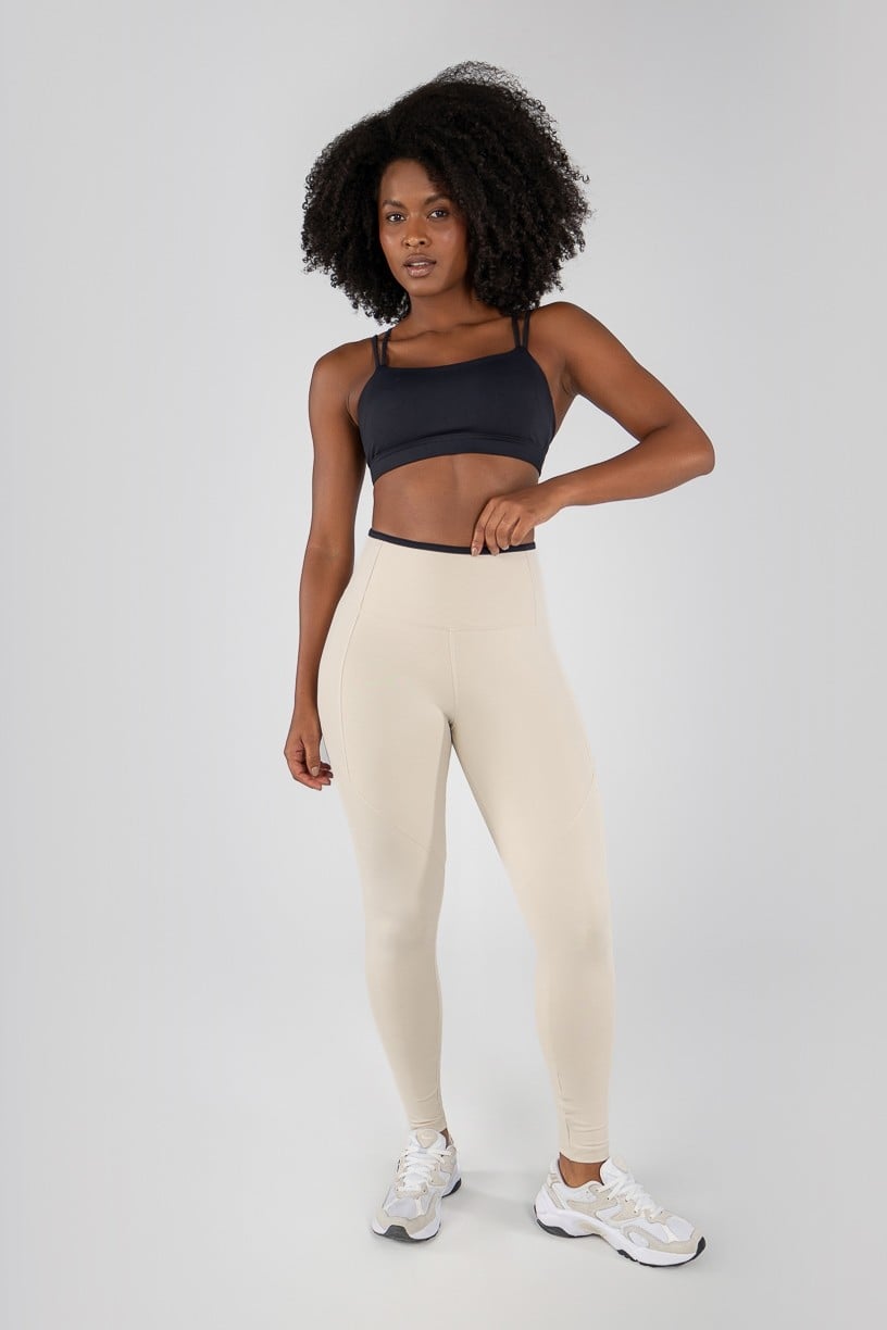 Conjunto Bicolor com Pespontos e Viés Contrastantes (Legging+Top)