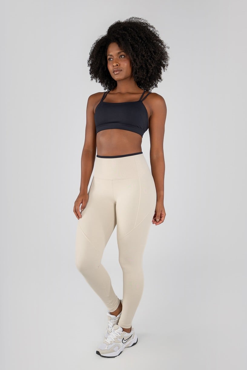 Conjunto Bicolor com Pespontos e Viés Contrastantes (Legging+Top)