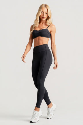 Conjunto Preto Vivo e Viés na Cintura (Legging+Top)
