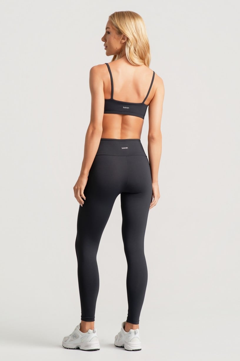 Conjunto Preto Vivo e Viés na Cintura (Legging+Top)