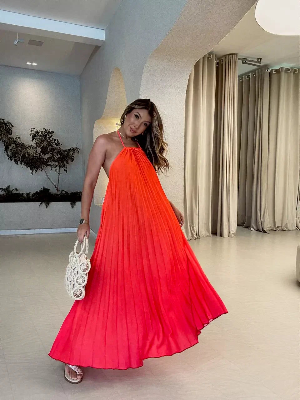 Vestido Alamanda Plissado