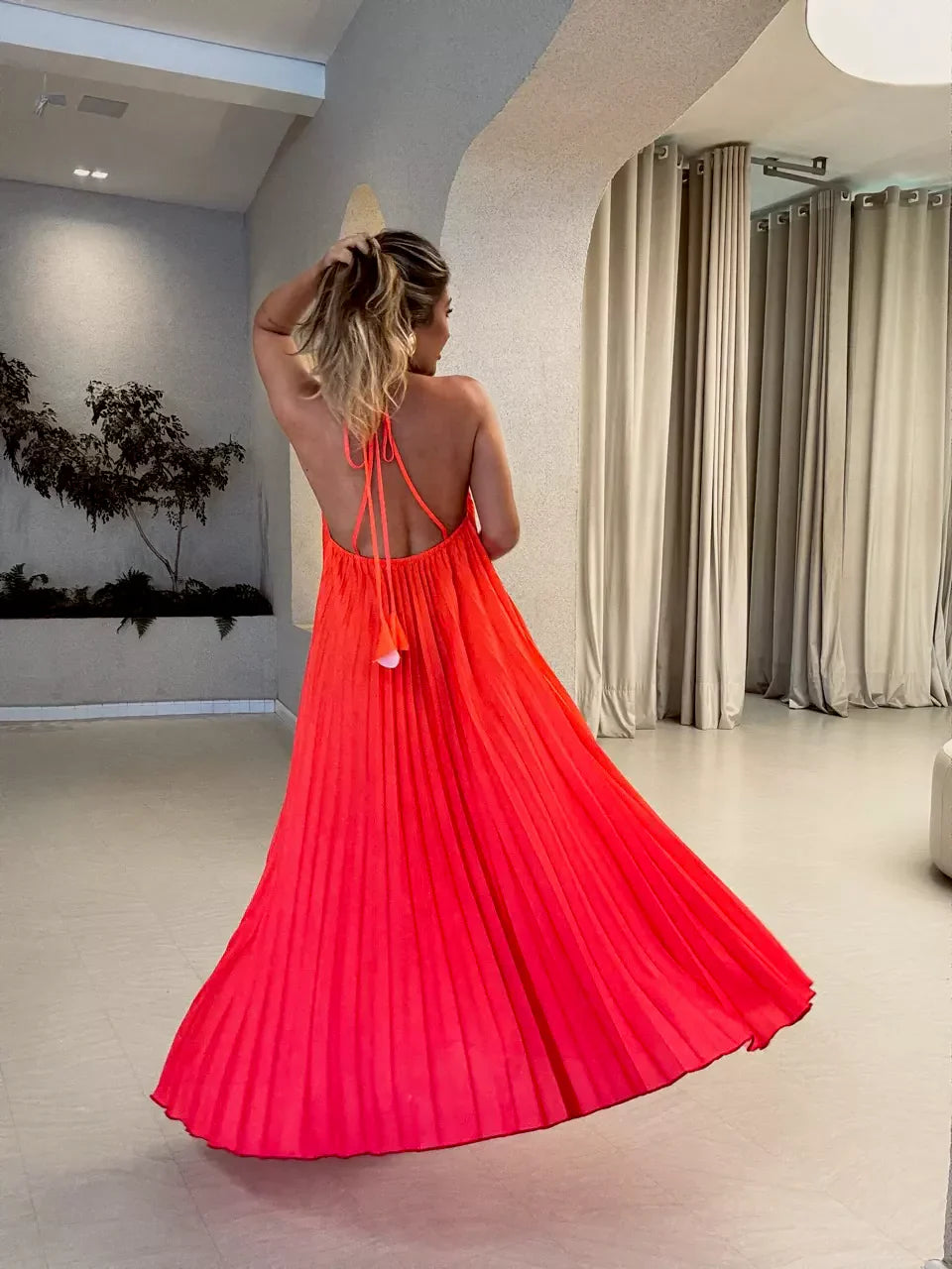 Vestido Alamanda Plissado