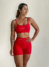Conjunto Fitness Virginia Top Shorts Meia Coxa Cintura Alta